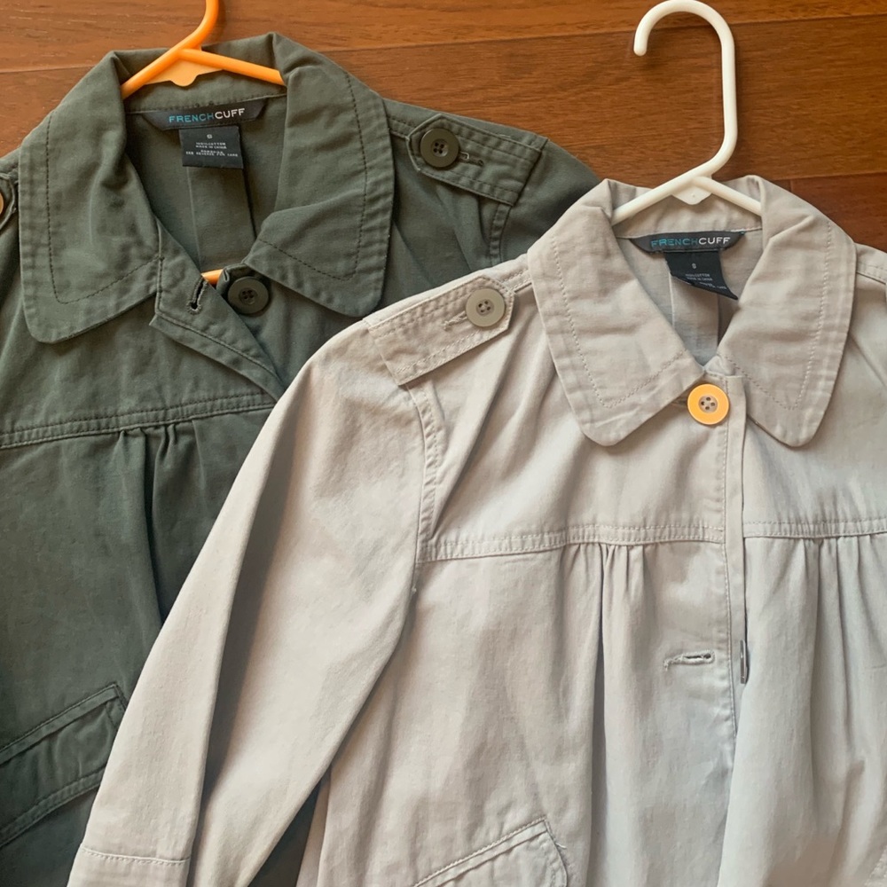 French Cuff Olive Green and Light Beige Casual Blazers (Pair)